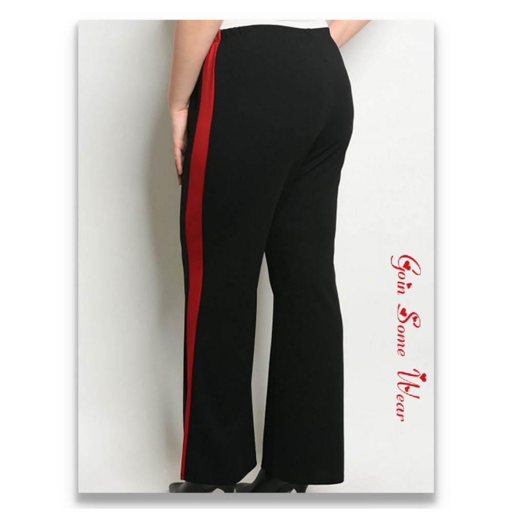 GSW Women's Black with Red Trim Plus Size 1X 2X Bootcut Pants NWT - Picture 4 of 9
